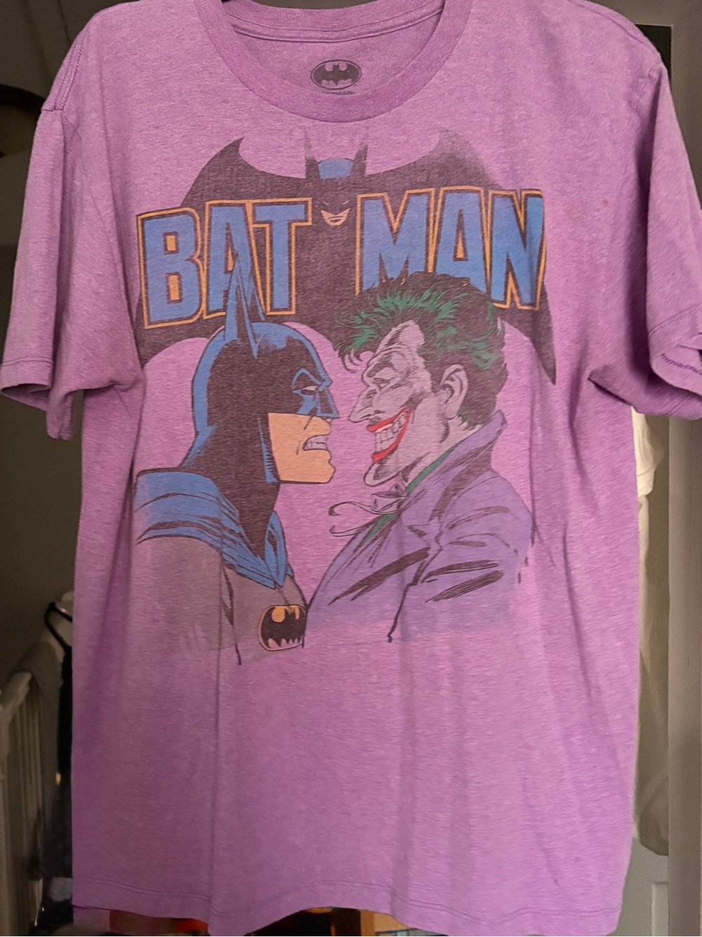 Batman Purple Short Sleeve Graphic Tee with Blue Accents